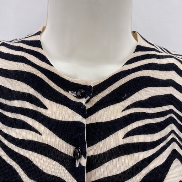 J. Crew black & white wool zebra print cardigan - Picture 4 of 11
